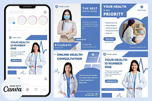 Healthcare Instagram Feed Templates, a Social Media Template by TemplatePlus.net