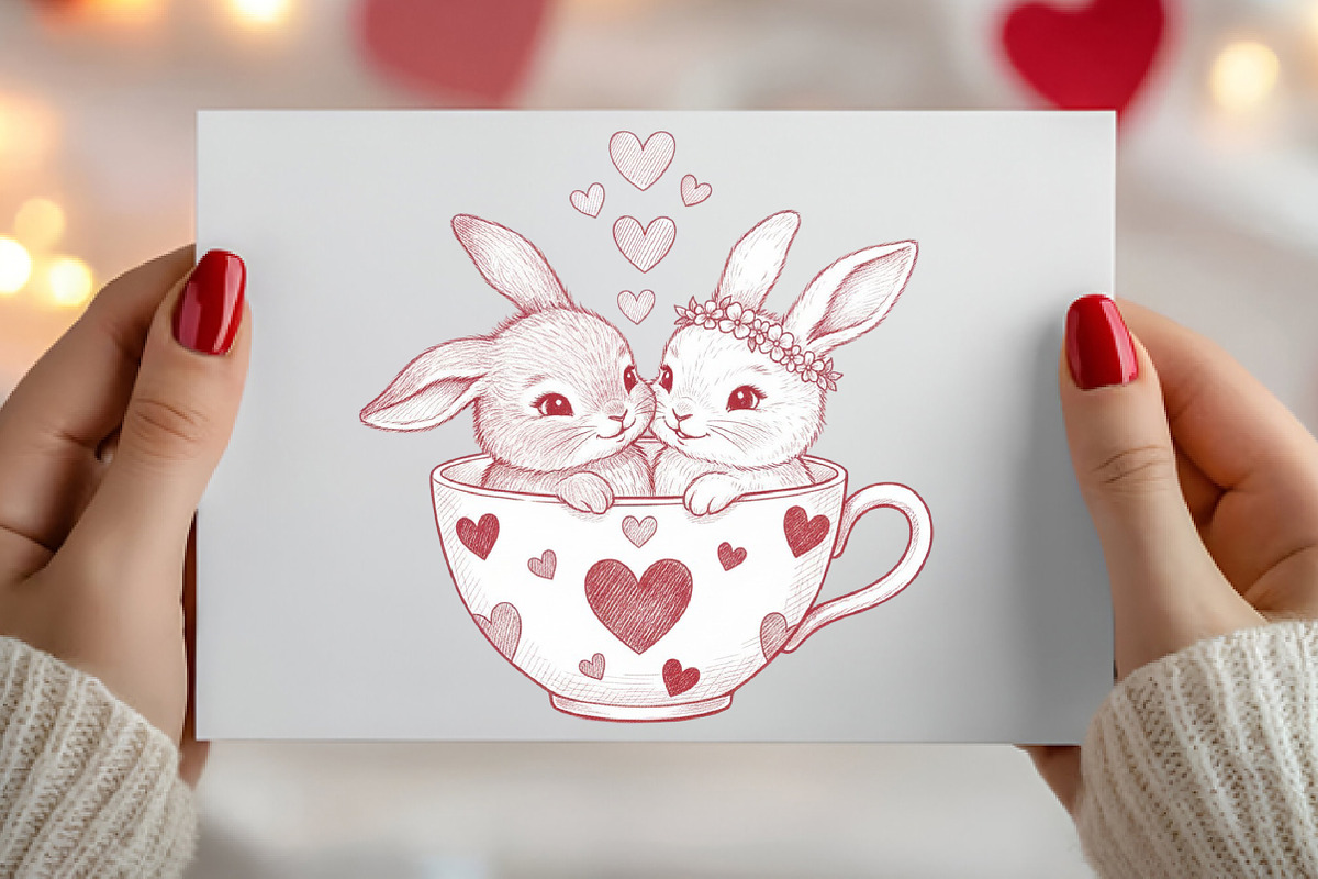 Whimsical Bunnies Valentine's Day, an Illustration by Canvas Craft (Photo 3 of 7)