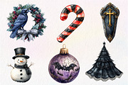 Watercolor Gothic Christmas Clipart, an Illustration by Dream Creation (Thumbnail 6 of 7)