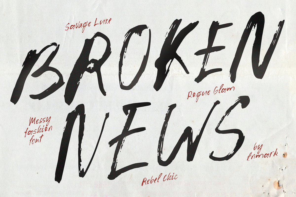 Broken News Messy Handmade Vibe Font, a Handwritten Font by AnMark (Photo 1 of 13)