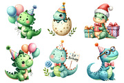 Cute Watercolor Dinosaur Birthday, an Illustration by Designworld (Thumbnail 3 of 6)