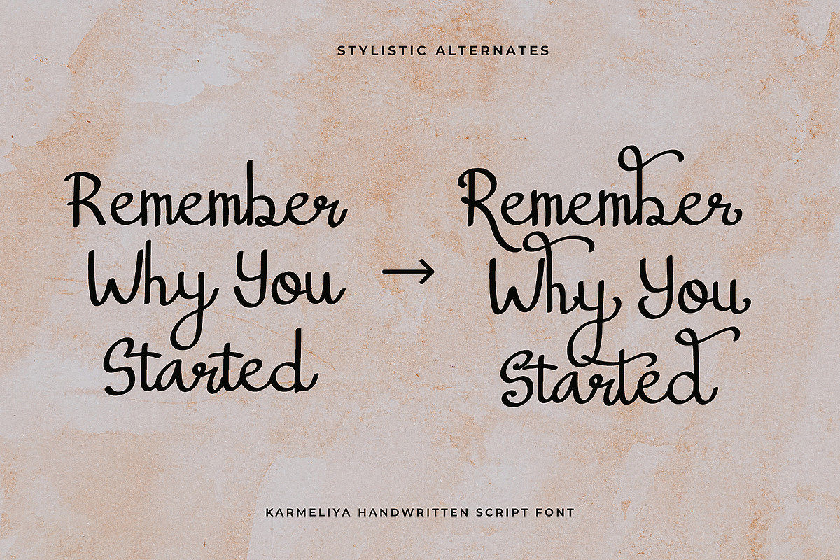 Karmeliya a Handwritten Script Font, a Script Font by Dawnside Graphic (Photo 8 of 13)
