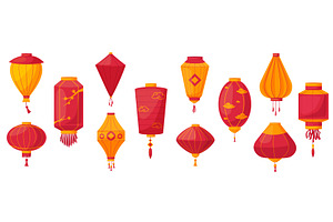 Cartoon asian lantern. Chinese style, an Object Illustration by LadadikArt