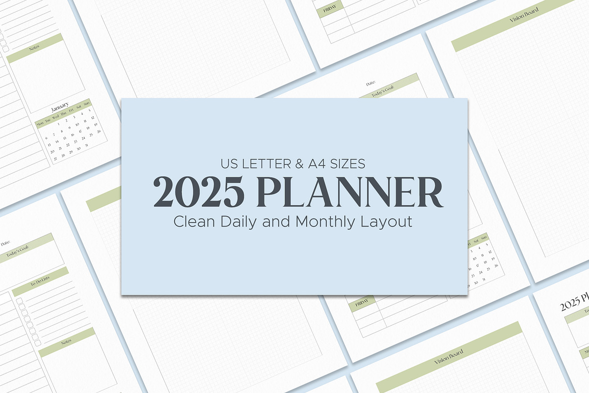 2025 Clean Daily and Monthy Planner, a Stationery Template by Oshin Design (Photo 1 of 4)