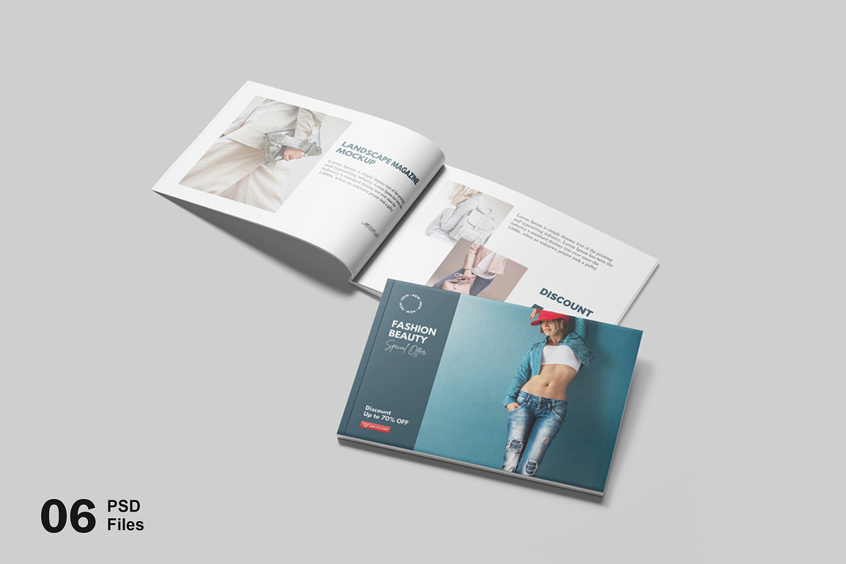 A4 Landscape Magazine Mockup, a Magazine Template by seramoe (Photo 1 of 6)