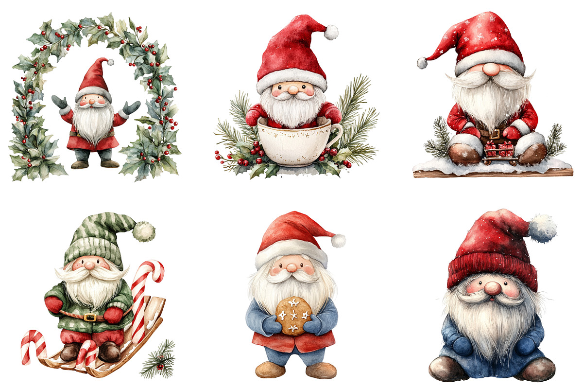 Christmas Gnome Sublimation Clipart, an Illustration by SinaCreation (Photo 3 of 5)
