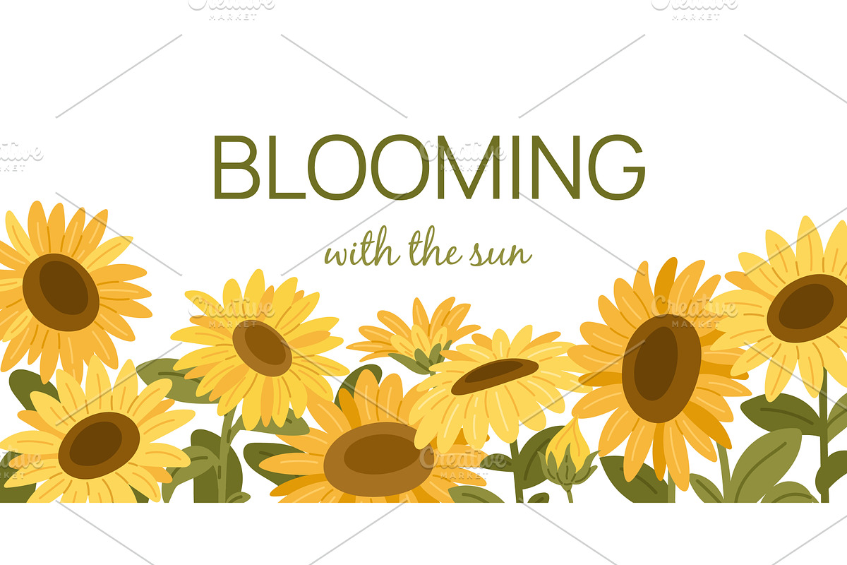 Cartoon sunflowers frame poster, an Object Illustration by YummyBuum