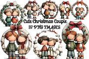 Cute Christmas Couple Clipart, an Illustration by DreamArtGraphic (Thumbnail 1 of 5)