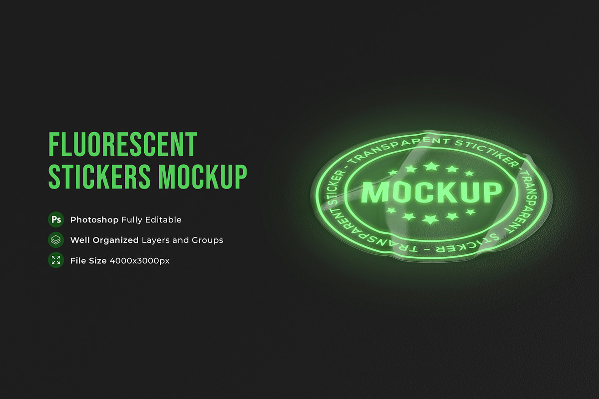 Fluorescent Stickers Mockup, an Advertising Mockup by Graphicboom (Photo 1 of 4)