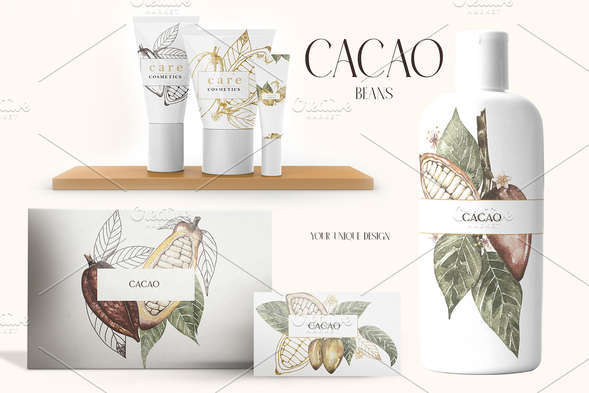 Watercolor Cacao Beans, a Food Illustration by MayaNavits (Photo 11 of 13)