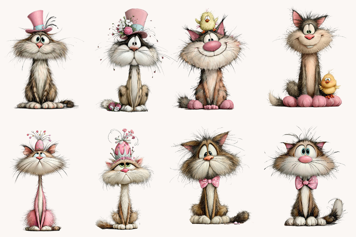Whimsical Easter Cats clipart, an Illustration by Designworld (Photo 4 of 9)