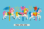 Carousel horses, an Animal Illustration by Twisted Tail (Thumbnail 2 of 6)