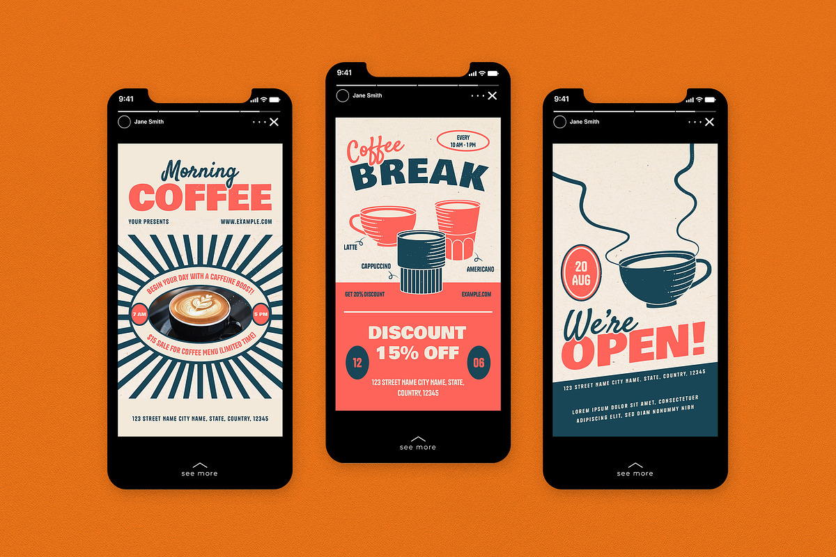 White Retro Instagram Pack, a Social Media Template by graphicook (Photo 6 of 6)