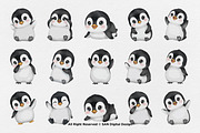 15 Bundle Watercolor Baby Penguin, an Animal Illustration by Morspective (Thumbnail 8 of 8)
