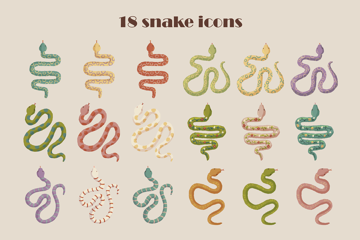 Snakes and Florals - Illustrations, an Animal Illustration by Satilluss (Photo 3 of 7)