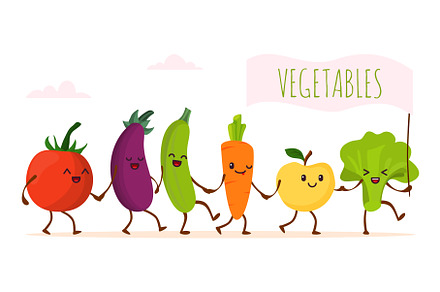 Funny cartoon vegetable walking