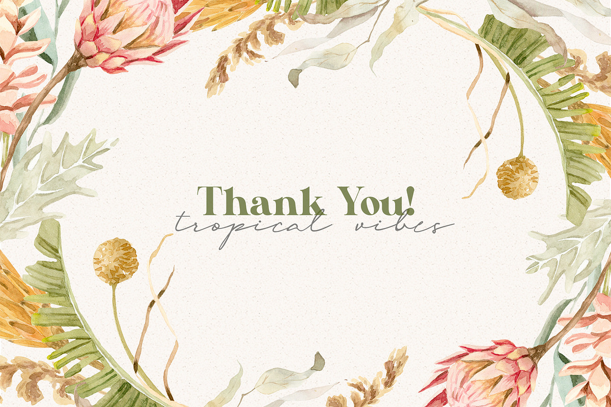 Tropical Flowers, Fruits and Leaves, a Decorative Illustration by Julia M. Watercolor (Photo 14 of 14)