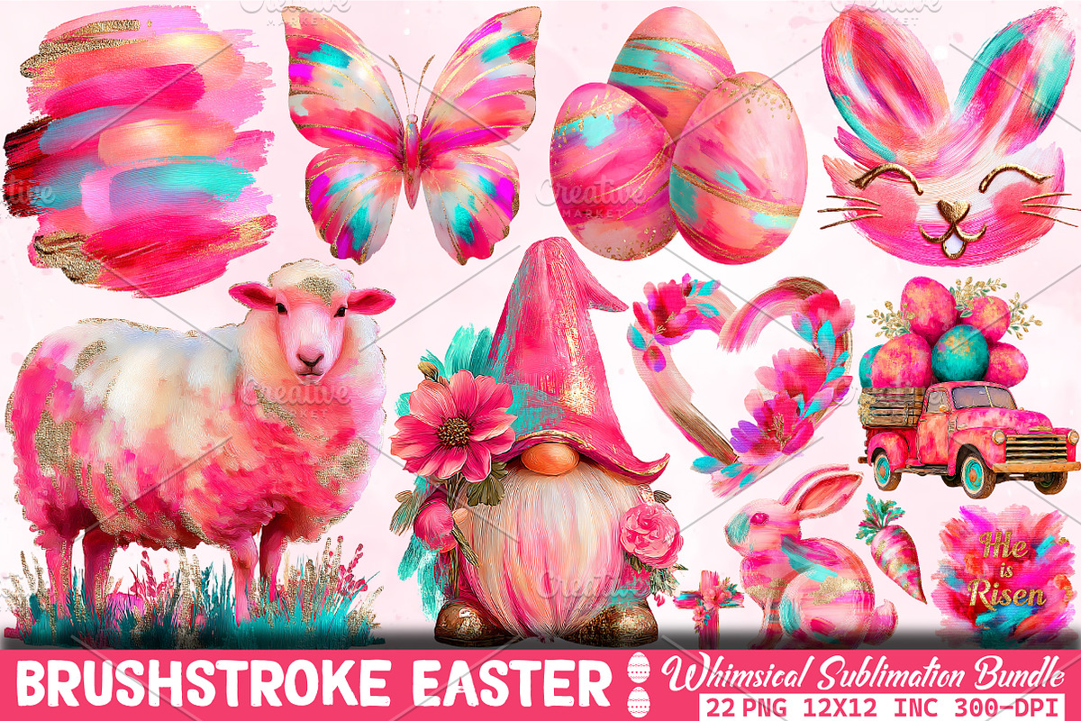 Brushstroke Whimsical Easter Png, an Illustration by RobertsArt (Photo 1 of 6)