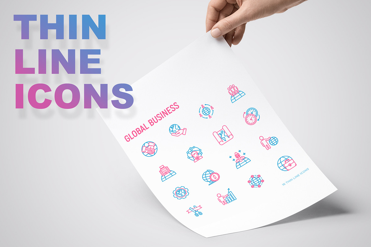 Global Business Icons Set Templates, an Outline Icon by Alex Blogoodf (Photo 2 of 10)