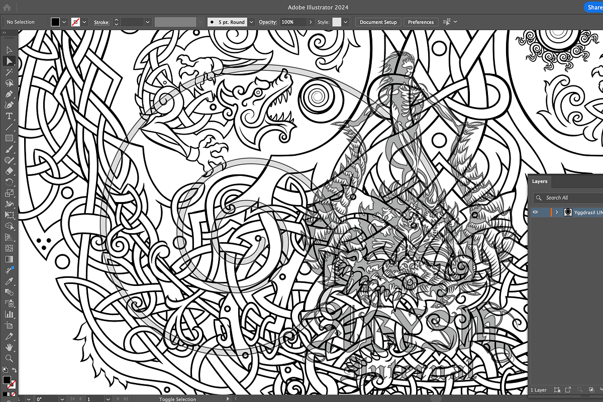 Viking Yggdrasil Coloring Page, a Decorative Illustration by Abysm Internal (Photo 4 of 4)