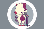 Cute Cat Singing With Microphone, an Animal Illustration by Artstorystudio (Thumbnail 3 of 3)