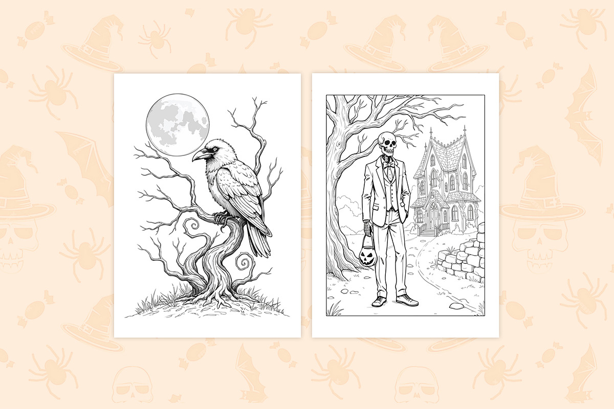 Halloween Coloring Page, an Illustration by DesignDevisers (Photo 3 of 5)