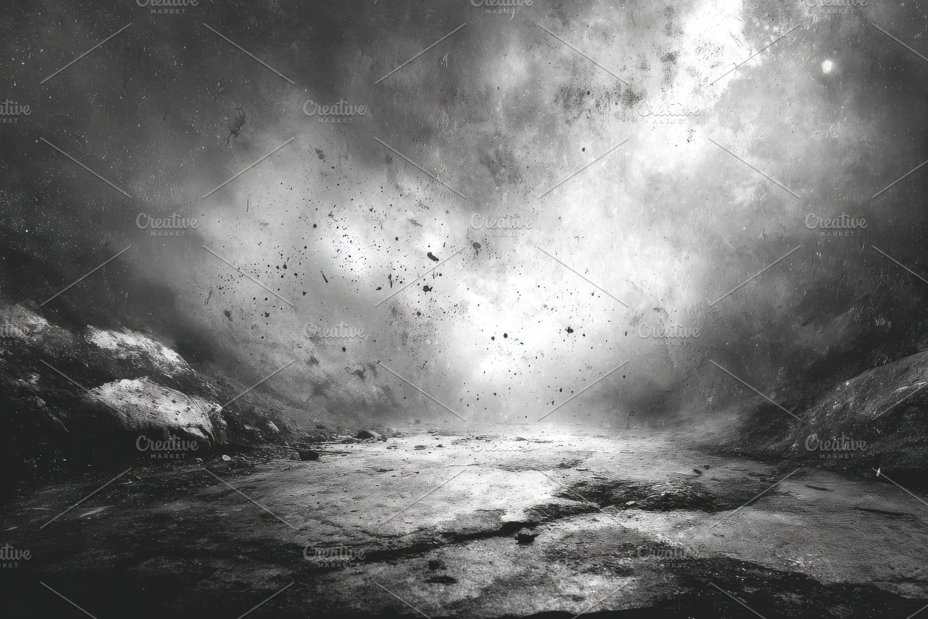 Desolate landscape apocalyptic scene, a Photo by Pixeness Studio