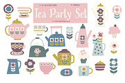 Tea Party and Clipart set, a Food Illustration by Poppymoondesign (Thumbnail 2 of 10)