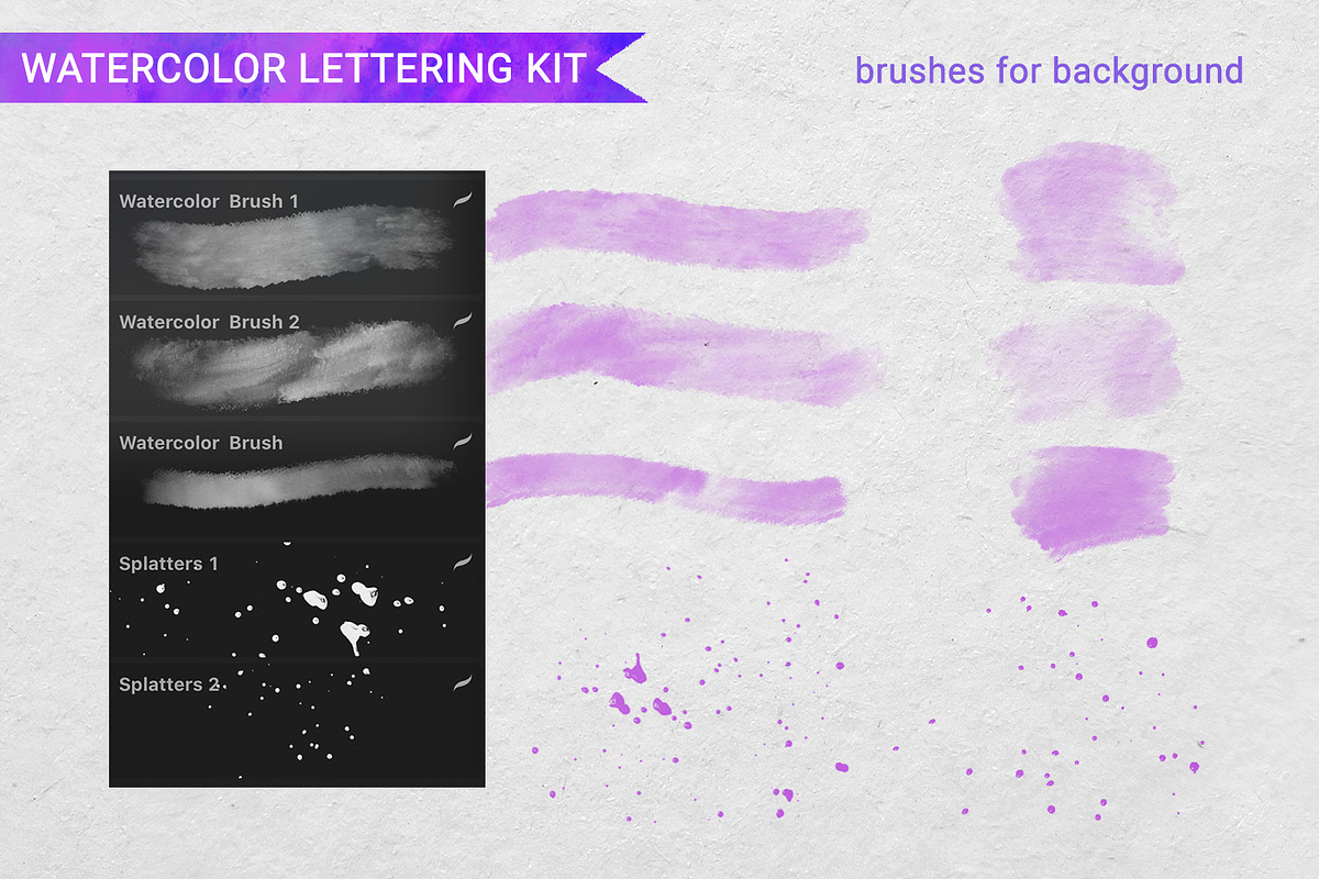 Watercolor Lettering kit - Procreate, a Brush Add-On by Gray Cat Graphics (Photo 5 of 9)