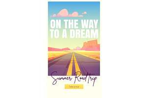 Summer Road Trip Cartoon Web Banner