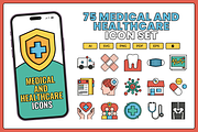 75 Medical and Healthcare Icons, a Solid Icon by Flat Icons (Thumbnail 1 of 7)