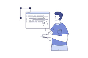 Smiling Man with Computer Screen, a Person Illustration by TopVectors