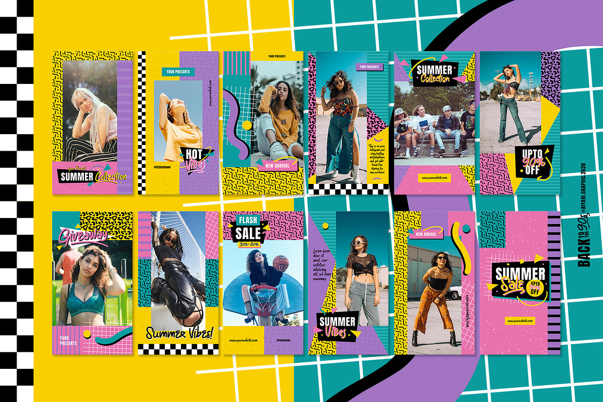 Back to 90s Instagram Pack, a Social Media Template by Aiyari Graphic (Photo 3 of 5)