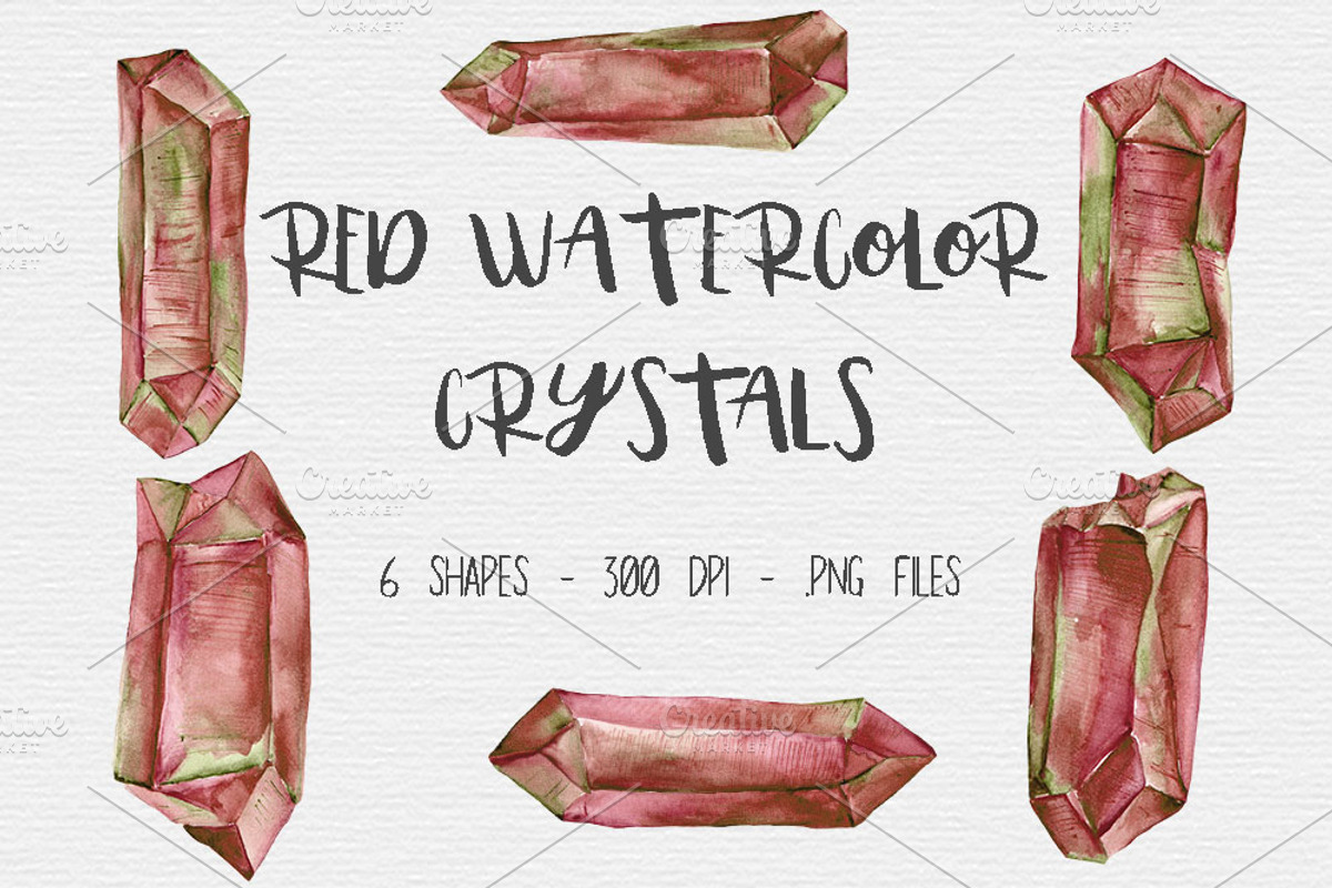 Red Watercolor Crystal Clipart, an Illustration by TigerlilyDesignCo
