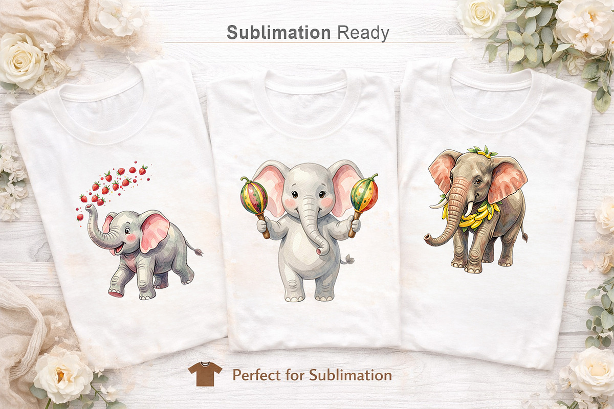 Cute Elephant Sublimation PNG, an Animal Illustration by Artnoy (Photo 5 of 18)