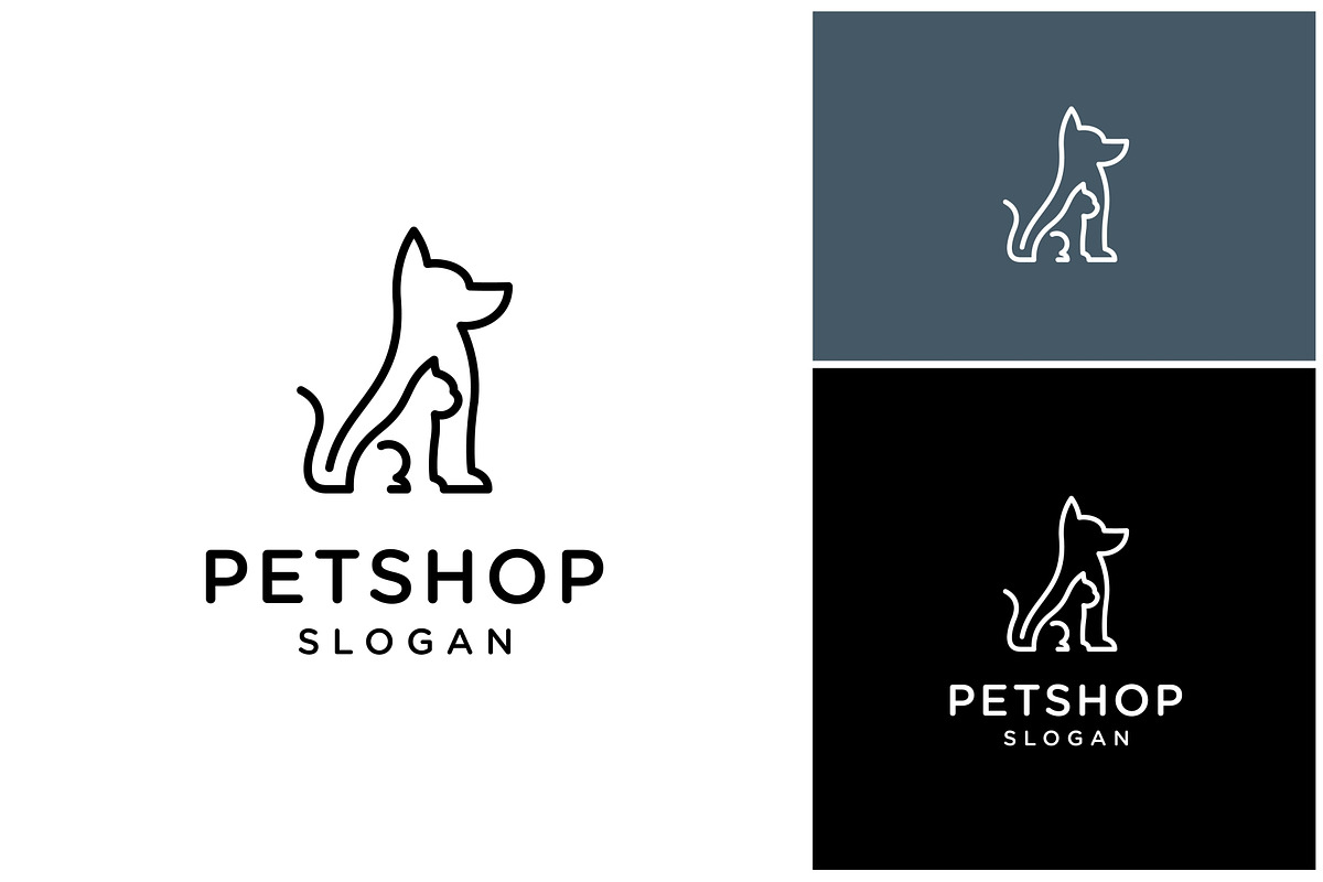 Dog Cat Pet Shop Line Art Logo, a Branding & Logo Template by ika trisiana (Photo 1 of 2)