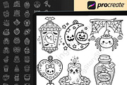 200 Procreate Spooky Doodle Stamps, a Brush Add-On by DrawingStoryShop (Thumbnail 5 of 6)