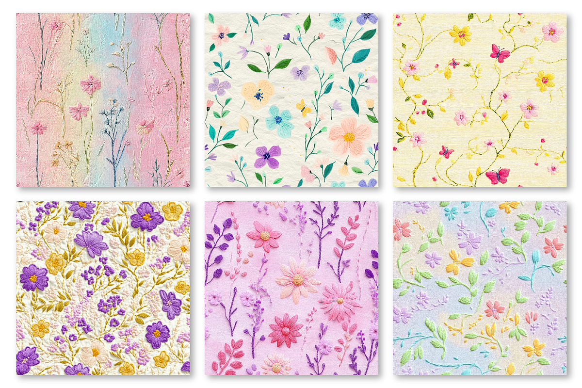 Pastel Floral Digital Paper, a Texture Graphic by Dream Creation (Photo 5 of 6)