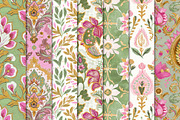 Vibrant Pink & Green Indian Patterns, a Pattern Graphic by Maishop (Thumbnail 2 of 3)