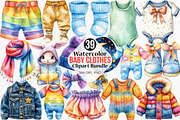 Watercolor Baby Clothes Clipart, an Illustration by Canvas Craft (Thumbnail 1 of 8)