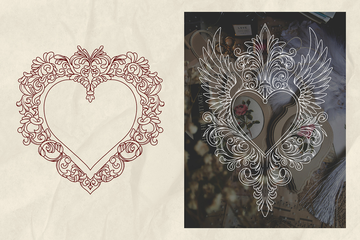 Victorian Hearts & Wings + Procreate, a Decorative Illustration by Skliarova (Photo 5 of 10)