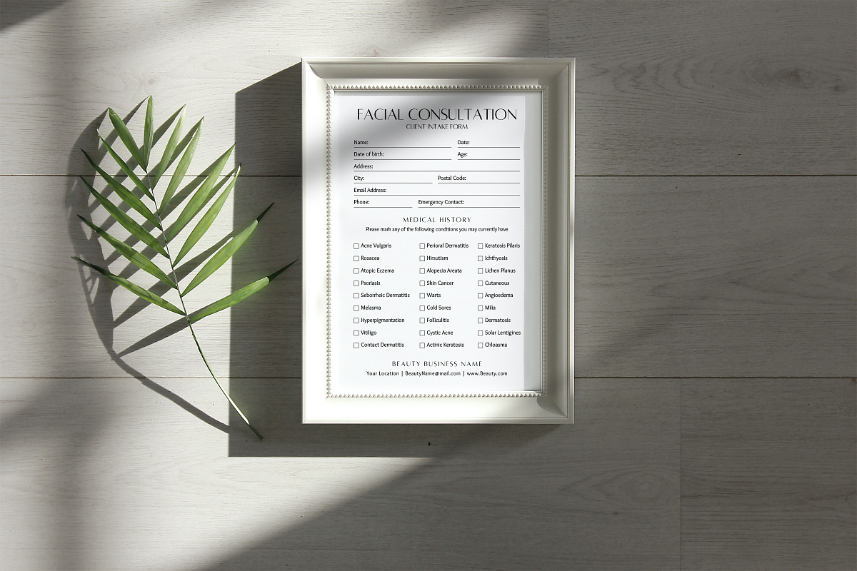 Facial Consultation Form Pdf, a Stationery Template by Snapybiz (Photo 6 of 10)