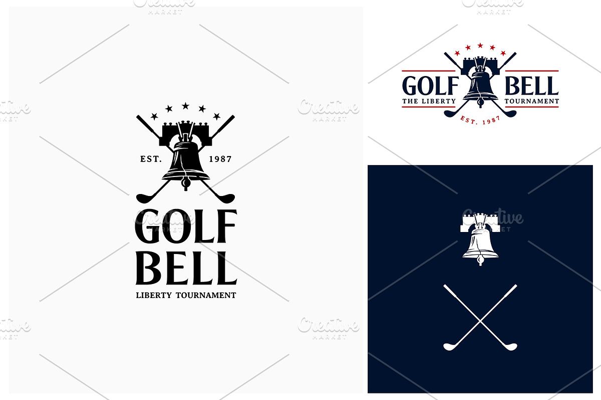 Liberty Bell Golf Stick Club Logo, a Branding & Logo Template by Enola99d