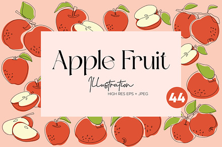 Apple Fruit Line Art Illustration