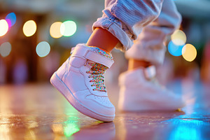 Stylish child's sneakers with colorful laces, a Sports & Recreation Photo by AlyaAnd