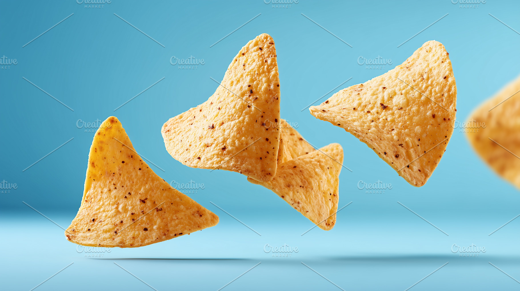 Crispy tortilla chips floating, a Food & Drink Photo by MistyDay