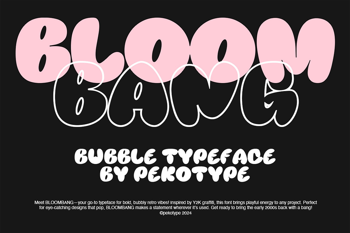 Bloombang - Bubble Display Typeface, a Handwritten Font by Pekotype (Photo 2 of 11)