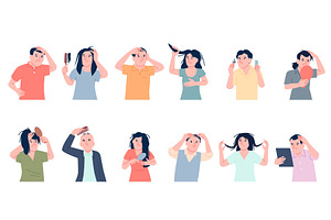 Hair problems characters. Alopecia, a Healthcare Illustration by LadadikArt