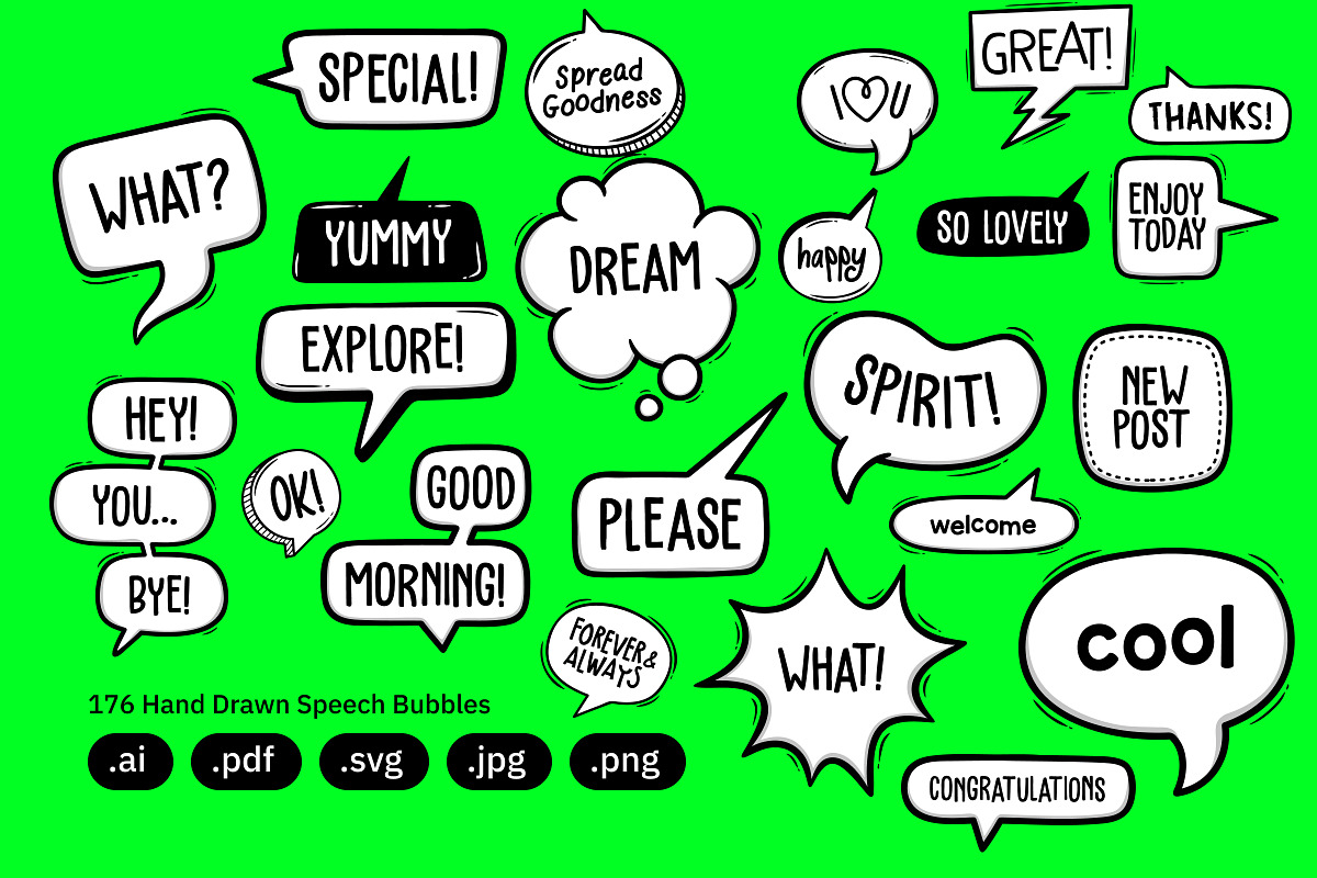 Hand Drawn Speech Bubbles – Doodles, an Object Graphic by crafty (Photo 4 of 10)