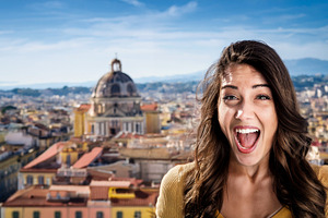 beautiful smiling young woman, AI generated, a Photo by WorldOfPhotos